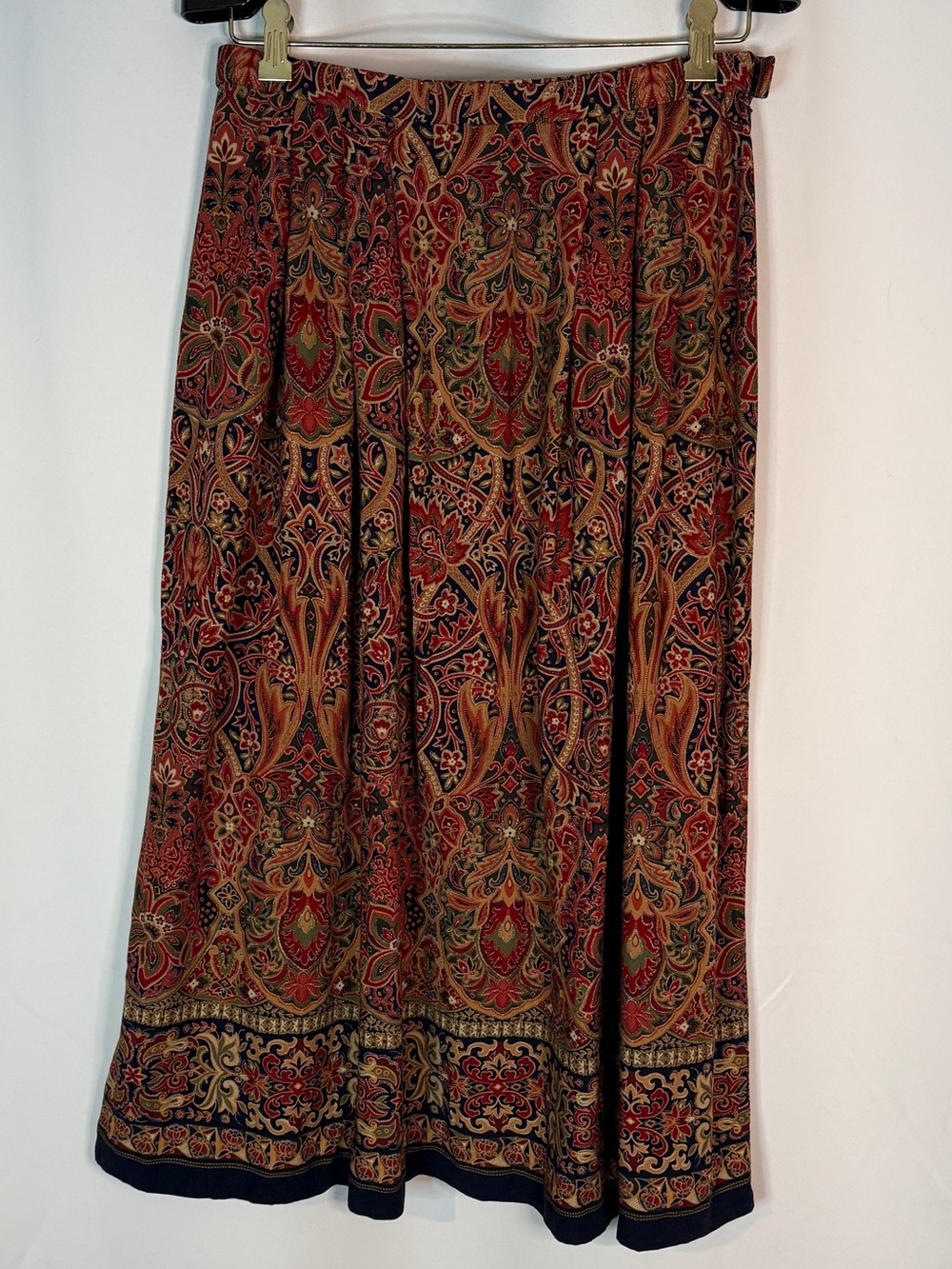 Vintage Pendleton Paisley Maxi Skirt in Earthy Red, Green, Gold and Navy - Picture 2 of 5